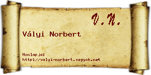 Vályi Norbert névjegykártya